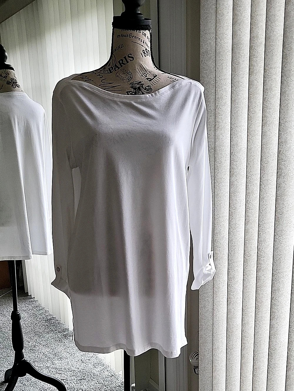Lands' End White Tunic Boat Neck Top. NWOT